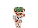 Rose gold Fancy Green Cushion  Solitaire Marquise Twist Band with Six-Prong Setting_81