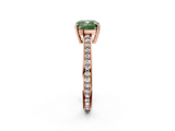 Rose gold Fancy Green Cushion  Solitaire Pavé Band Prong Setting Ring_18