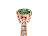 Rose gold Fancy Green Cushion  Solitaire Pavé Band Prong Setting Ring_21