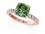 Rose gold Fancy Green Cushion  Solitaire Pavé Band with Four-Prong Setting_129