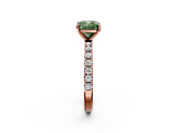 Rose gold Fancy Green Cushion  Solitaire Pavé Band with Four-Prong Setting_130
