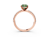 Rose gold Fancy Green Cushion  Solitaire Pavé Band with Four-Prong Setting_131