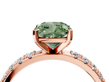 Rose gold Fancy Green Cushion  Solitaire Pavé Band with Four-Prong Setting_132