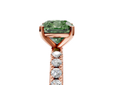 Rose gold Fancy Green Cushion  Solitaire Pavé Band with Four-Prong Setting_133