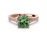 Rose gold Fancy Green Cushion  Solitaire Pavé Band with Four-Prong Setting_28