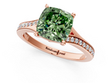 Rose gold Fancy Green Cushion  Solitaire Pavé Band with Four-Prong Setting_29