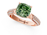Rose gold Fancy Green Cushion  Solitaire Pavé Diamond Engagement Ring with Four-Prong Setting_152
