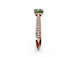Rose gold Fancy Green Cushion  Solitaire Pavé Diamond Engagement Ring with Four-Prong Setting_153