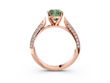 Rose gold Fancy Green Cushion  Solitaire Pavé Diamond Engagement Ring with Four-Prong Setting_154