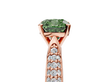 Rose gold Fancy Green Cushion  Solitaire Pavé Diamond Engagement Ring with Four-Prong Setting_156
