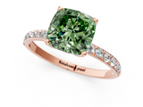 Rose gold Fancy Green Cushion  Solitaire Pavé Diamond Engagement Ring with Four-Prong Setting_40