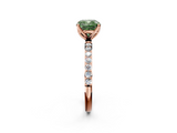 Rose gold Fancy Green Cushion  Solitaire Pavé Diamond Engagement Ring with Four-Prong Setting_41