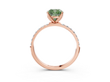 Rose gold Fancy Green Cushion  Solitaire Pavé Diamond Engagement Ring with Four-Prong Setting_42