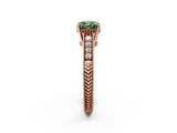 Rose gold Fancy Green Cushion  Solitaire Pavé Diamond Milgrain Engagement Ring with Four-Prong Setting_5