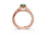 Rose gold Fancy Green Cushion  Solitaire Pavé Diamond Milgrain Engagement Ring with Four-Prong Setting_6