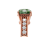 Rose gold Fancy Green Cushion  Solitaire Pavé Diamond Milgrain Engagement Ring with Four-Prong Setting_8