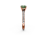 Rose gold Fancy Green Cushion  Solitaire Pave Diamond Engagement Ring with Four-Prong Setting_323