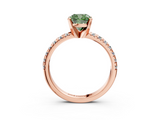 Rose gold Fancy Green Cushion  Solitaire Pave Diamond Engagement Ring with Four-Prong Setting_324