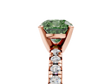 Rose gold Fancy Green Cushion  Solitaire Pave Diamond Engagement Ring with Four-Prong Setting_326