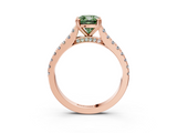Rose gold Fancy Green Cushion  Solitaire Pave Diamond Engagement Ring with Prong Setting_23
