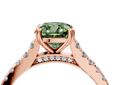 Rose gold Fancy Green Cushion  Solitaire Pave Diamond Engagement Ring with Prong Setting_24