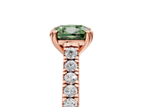 Rose gold Fancy Green Cushion  Solitaire Pave Diamond Engagement Ring with Prong Setting_25