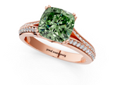 Rose gold Fancy Green Cushion  Solitaire Pave Split Shank Engagement Ring with Six-Prong Setting_38
