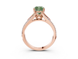Rose gold Fancy Green Cushion  Solitaire Pave Split Shank Engagement Ring with Six-Prong Setting_40
