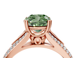 Rose gold Fancy Green Cushion  Solitaire Pave Split Shank Engagement Ring with Six-Prong Setting_41