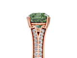 Rose gold Fancy Green Cushion  Solitaire Pave Split Shank Engagement Ring with Six-Prong Setting_42