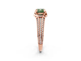 Rose gold Fancy Green Cushion  Solitaire Pave Split Shank Ring with Four-Prong Setting_83