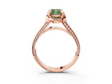 Rose gold Fancy Green Cushion  Solitaire Pave Split Shank Ring with Four-Prong Setting_84