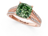 Rose gold Fancy Green Cushion  Solitaire Split Shank Pavé Diamond Engagement Ring_372