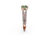 Rose gold Fancy Green Cushion  Solitaire Split Shank Pavé Diamond Engagement Ring_373