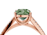 Rose gold Fancy Green Cushion  Solitaire Split Shank Pavé Diamond Engagement Ring_375
