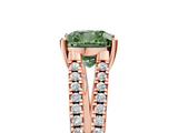 Rose gold Fancy Green Cushion  Solitaire Split Shank Pavé Diamond Engagement Ring_376