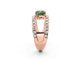 Rose gold Fancy Green Cushion  Solitaire Split Shank Pave Diamond Ring_51