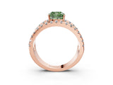 Rose gold Fancy Green Cushion  Solitaire Split Shank Pave Diamond Ring_52