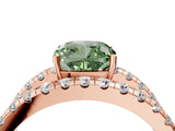 Rose gold Fancy Green Cushion  Solitaire Split Shank Pave Diamond Ring_53
