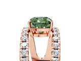 Rose gold Fancy Green Cushion  Solitaire Split Shank Pave Diamond Ring_54