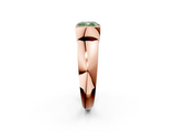 Rose gold Fancy Green Cushion  Solitaire Tension Set Diamond Ring with Wide Band_22