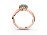 Rose gold Fancy Green Cushion  Solitaire Tension Set Diamond Ring with Wide Band_23
