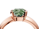 Rose gold Fancy Green Cushion  Solitaire Tension Set Diamond Ring with Wide Band_24