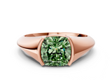 Rose gold Fancy Green Cushion  Solitaire Tension Set Diamond Ring_19