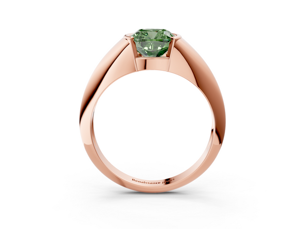 Rose Gold Cushion Cut Tension Set Solitaire Engagement Ring Setting for Fancy Green Center
