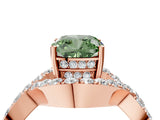 Rose gold Fancy Green Cushion  Solitaire Twist Band Pavé Diamond Engagement Ring_36