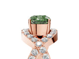 Rose gold Fancy Green Cushion  Solitaire Twist Band Pavé Diamond Engagement Ring_37