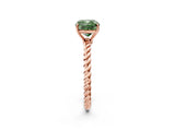 Rose gold Fancy Green Cushion  Solitaire Twist Band Ring with Four-Prong Setting_82