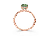 Rose gold Fancy Green Cushion  Solitaire Twist Band Ring with Four-Prong Setting_83