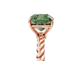 Rose gold Fancy Green Cushion  Solitaire Twist Band Ring with Four-Prong Setting_85